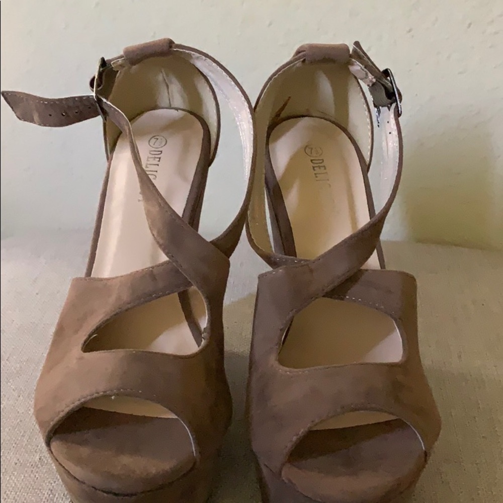 Tan suede wedges